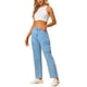 thumbnail image 2 of Allegra K Pantalones Largos de Cintura Alta Casual de Mezclilla Azules XS, 2 of 5