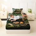 thumbnail image 4 of Metsweet Dino Green Letter A Twin Sheets 3pcs, Volcano Tyrannosaurus Rex Bedding,Brown Orange,1 Fitted Sheet, 1 Flat Sheet and 1 Pillowcase, 4 of 5