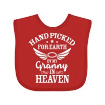 Inktastic Handpicked for Earth by My Granny in Heaven with Angel Wings Boys or Girls Baby Bib