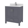 thumbnail image 3 of Ayna Decors Rooh 30 in Charcoal Grey Bathroom Vanity Set with White Quartz Countertop, Brass Faucet, & 30 in Matching Mirror | Pop-Up Drain & P-Trap Included | Brushed Nickel Hardware | AVR30CG3122, 3 of 10