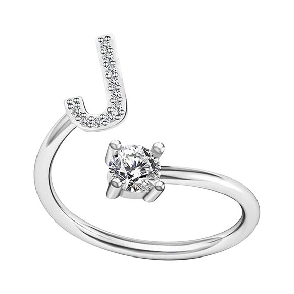 Anillos para mujer, regalos para mujer, moda femenina, apertura de pareja, letra de apertura, joyería, anillo