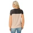 thumbnail image 6 of JWD Women's Top Fashionable Color Blocked Long Sleeved Round Neck Knitted Casual Loose Pullover Shirt Warm Shirt Top PJ-Black Shrimp Apricot 2XL, 6 of 8