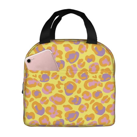 Insulated Lunch Bag for Women Men - Leopard yellow abstract print Leakproof Cooler Lunch Box for Women Men  Lunch Tote Bags for Work School Picnic Travel