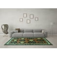 thumbnail image 3 of Ahgly Company Indoor Round Persian Turquoise Blue Traditional Area Rugs, 4' Round, 3 of 4