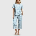 thumbnail image 4 of YDFCWXW Pajama Sets for Women, Womens Pajama Sets Short Sleeve Pj Sets 2 Piece Lounge Set Blue, 3XL, 4 of 7