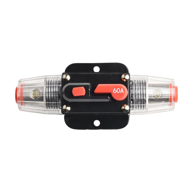 1Packs Auto Inline Fuse Breaker with Wire Lugs and Heat Shrink Tube 12V-24V DC 60A