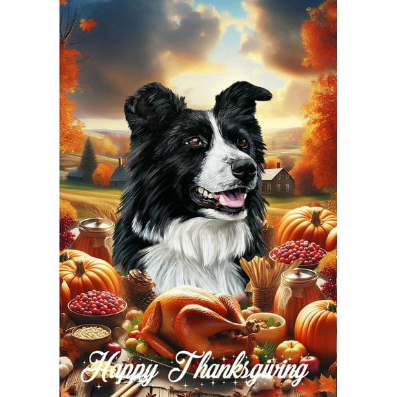 Border Collie - Best of Breed Thanksgiving Outdoor Garden Flag 12" x 17" Mailbox Flag Dog Flag