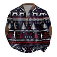 thumbnail image 5 of Half Zip Pullover Mens Christmas Clothes Snowflakes Reindeer Printed Long Sleeve Graphic Sweatshirt Tops (3XL, Navy), 5 of 5