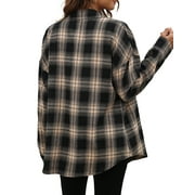 Fantaslook Plaid Flannel Shirts for Women Oversized Long Sleeve Button Down Shirts Blouses Tops