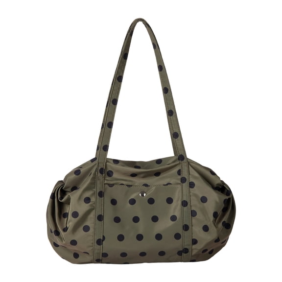 Large-Capacity Nylon Shoulder Bag With A Lightweight, Polka-Dot Design, For Everyday Casual Use.