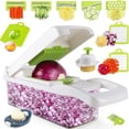 thumbnail image 4 of Cortador de verduras 6 en 1, picador de verduras de acero inoxidable, cortador de verduras multifuncional, material de calidad alimentaria, fácil de usar, para frutas, verduras y ensaladas brillar Electrónica, 4 of 5