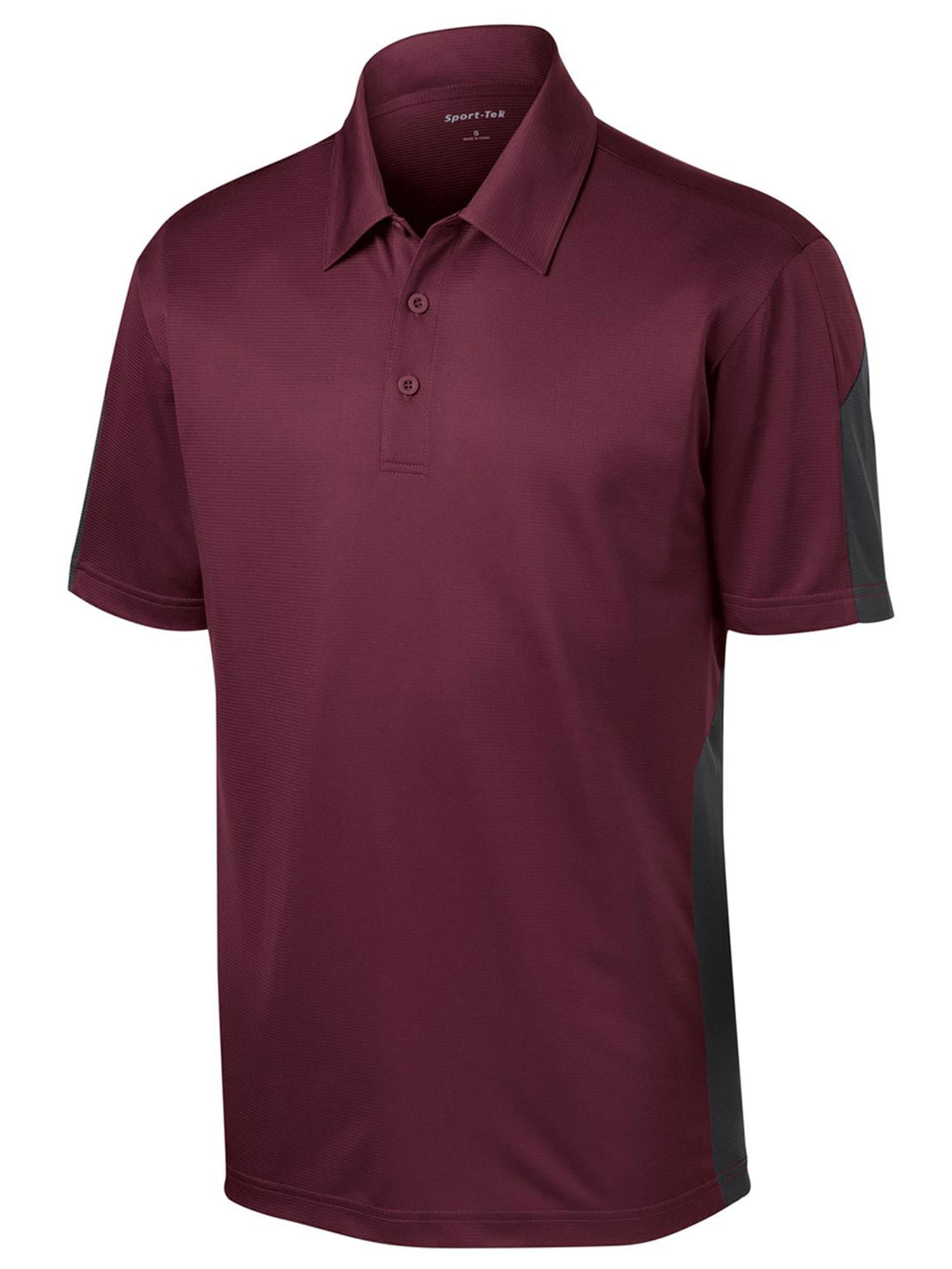 SportTek Sport Tek Mens Textured Moisture Wicking Polo Shirt, Maroon