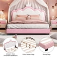 thumbnail image 4 of Aukfa Upholstered Platform Bed with Princess Crown Headboard, PU Full Size Bed Frame - White/Pink, 4 of 8