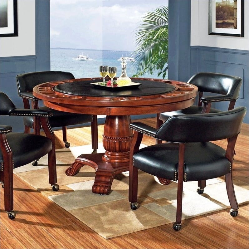 Tournament Black Top Game Table, Round Game Table And Chairs