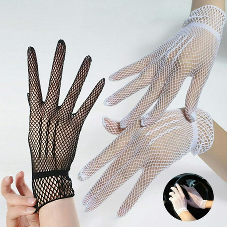 Gloves Fingerless Lace Mesh Fishnet Satin Fancy Dress Women Sexy U0L9 
