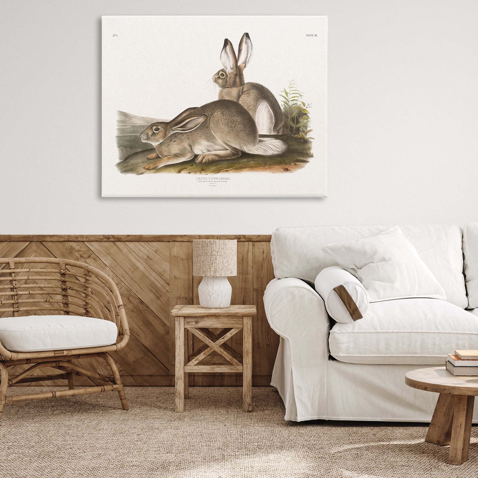 Stupell Industries Traditional Cottage Hare Animals & Insects Painting Gallery Wrapped Canvas Art Print Wall Art, 48 x 36