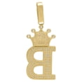 thumbnail image 3 of Yellow Sterling Silver Unisex Round CZ Letter A to Z Charm Crown Initial Pendants - B, 3 of 3
