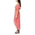 thumbnail image 4 of Juniors' WallFlower Off the Shoulder High-Low Hem Belted Maxi Dress Color: Cayenne Disty Floral Size: X LARGE, 4 of 4
