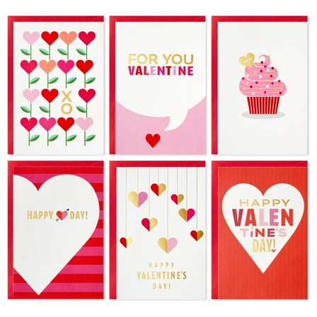 Hallmark Assorted Valentine's Day Cards (Modern Hearts), Pack of 36