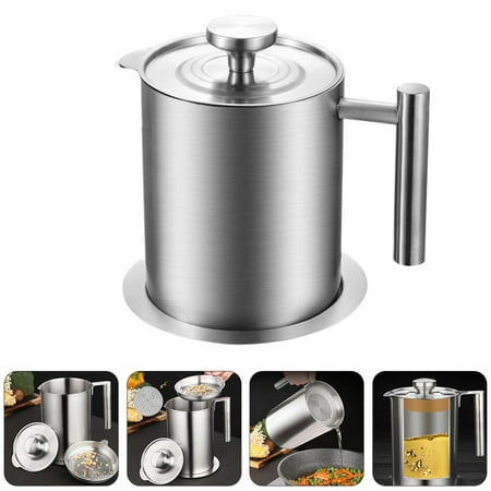 

Oil Strainer Pot 1.2L Household Oil Strainer Pot with Lid Oil Strainer Storage Can Oil Filter Pot