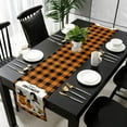 thumbnail image 4 of Halloween Table Runner, Gnome Pumpkin Orange Plaid Rustic Table Runner for Holiday Birthday Party Kitchen Dining Table Home Decor,, 4 of 8