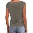 thumbnail image 4 of Summer Short Sleeve Solid Color Women Square Neckline Casual Tee Tank Shirt, 4 of 4