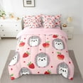 thumbnail image 2 of Castle Fairy Cute Hedgehog Girl 7-Piece Twin Bedding Sets,Red Strawberry Bedding Comforter Set,Polka Dots Breathable Sheet Sets,Ultra Soft Home Decor, 2 of 8