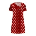 thumbnail image 4 of Sakmal Short Sleeve Womens Dresses Spring Shift Mini V Neck Polka Dot Red Dresses ,Sizes S-2XL, 4 of 5