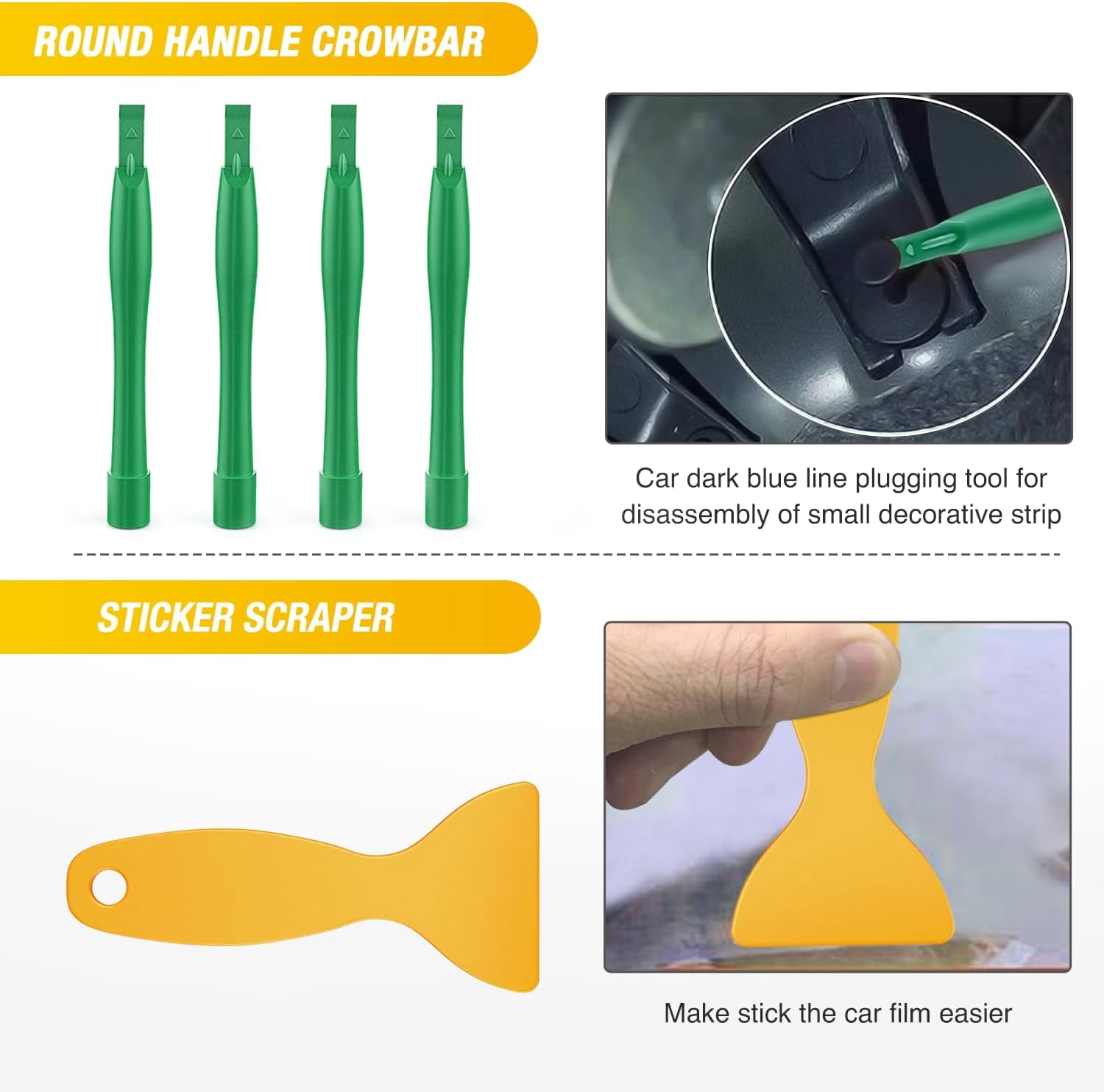 GOOACC 102Pcs Trim Removal Tool, Auto Push Pin Nylon Bumper Retainer Clip Set Fastener Terminal Remover Tool Round Handle Crowbar Kit Car/Radio Panel, Green