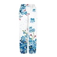 thumbnail image 5 of Women's Casual Pants Striped Linen Pants For Women Summer Casual Wide Leg Pants With Pockets Comfy Cropped Palazzo Pants,Blue Women's Casual Pants M, 5 of 5