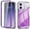 Purple, variant on iPhone 12 Pro / 12 6.1" Case with Screen Protector, Gradient Color Feather Pattern Full Body Shockproof Protective Anti-Scratch Drop Proof Slim Fit Phone Case for Apple iPhone 12 Pro / 12 6.1", Purple