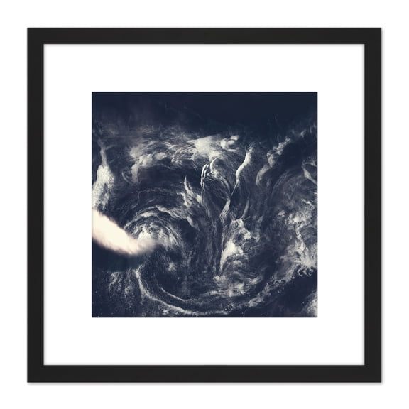 Abstract Clouds Weather Tornado 8X8 Inch Square Wooden Framed Wall Art Print Picture with Mount