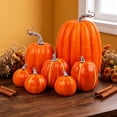 thumbnail image 5 of Sahpxhe Halloween Fake Pumpkin Decorations Outdoor, Artificial Pumpkins Set Foam Plastic Small and Large for Fall Thanksgiving Party Decor 7 pack Orange, 5 of 9