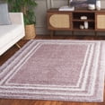 thumbnail image 2 of SAFAVIEH Border & Stripe Hyram Bordered Shag Area Rug, Pink/Ivory, 4'5" x 6'5", 2 of 8