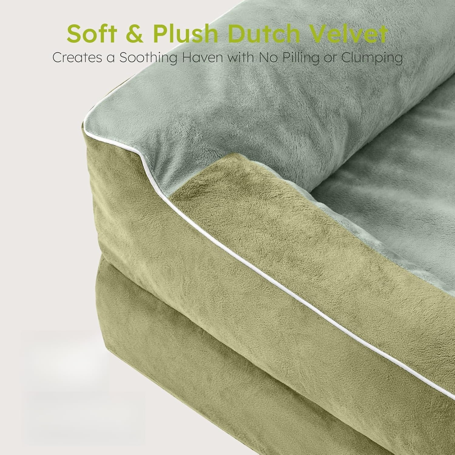 XXL Dog Bed for Extra Large Dogs, Giant Orthopedic Dog Bed with Cooling Gel Memory Foam, Waterproof Pet Bed with Removable Washable Cover, 53" Pet Sofa Bed Dutch Velvet with Bone Toy, Dark Green