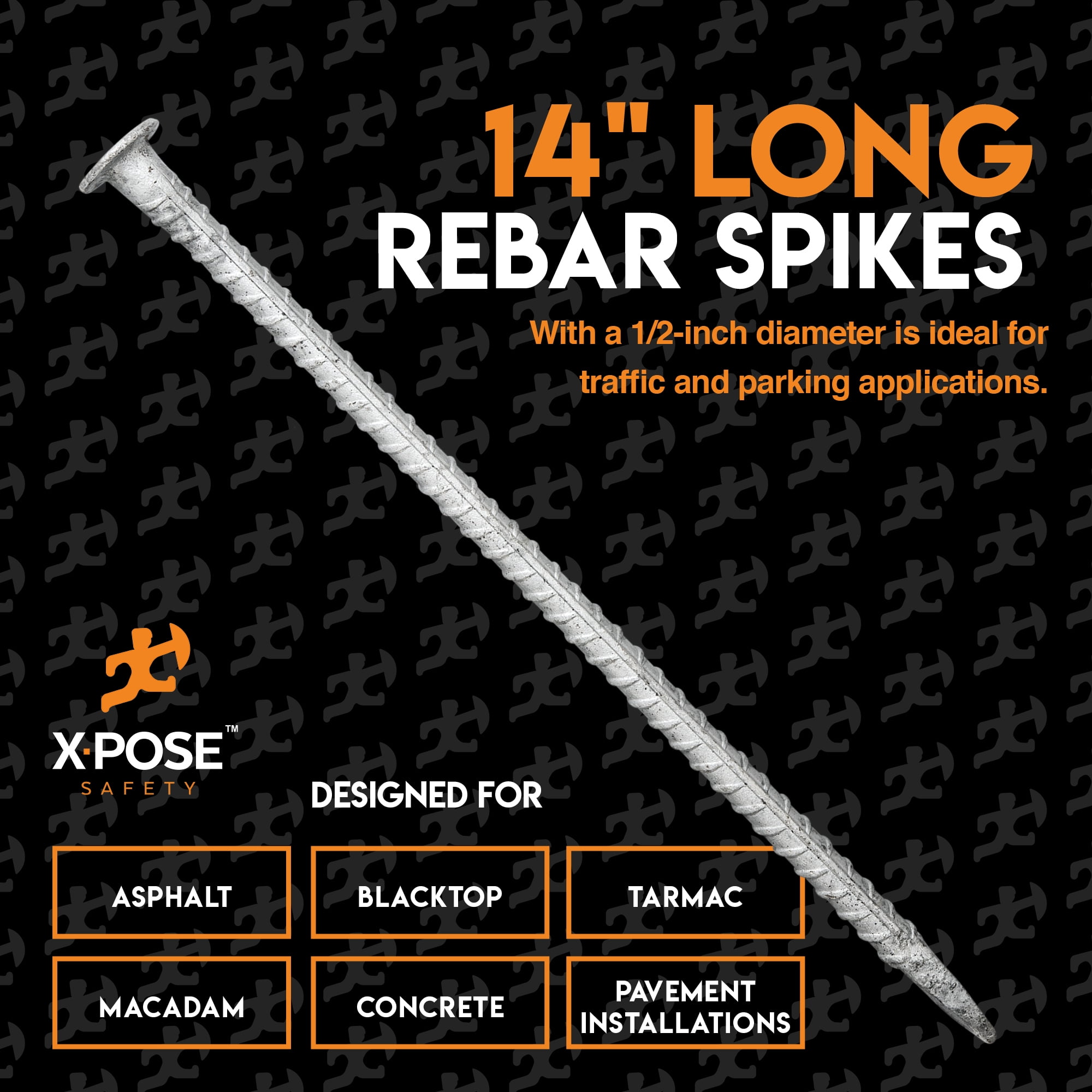 Rebar Stakes - 14 inch Metal Spikes 1/2 inch Diameter -100 Pack Rebar Support - by Xpose Safety