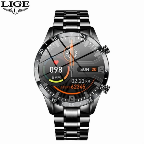LIGE Luxury Full Circle Touch Screen Men Smart Watch Bluetooth Call Steel Band Waterproof Sports Fitness Watch For And Moon Phase Dress Watch Luxury Waterproof Mechanical Watch Automatic Watch