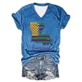 thumbnail image 1 of Camiseta de Manga Corta con Cuello en V Impresa para las Mujeres, 95% Poliéster 5% Spandex Vintage Top Ligero para Diario, Fiesta Y Primavera, 1 of 3