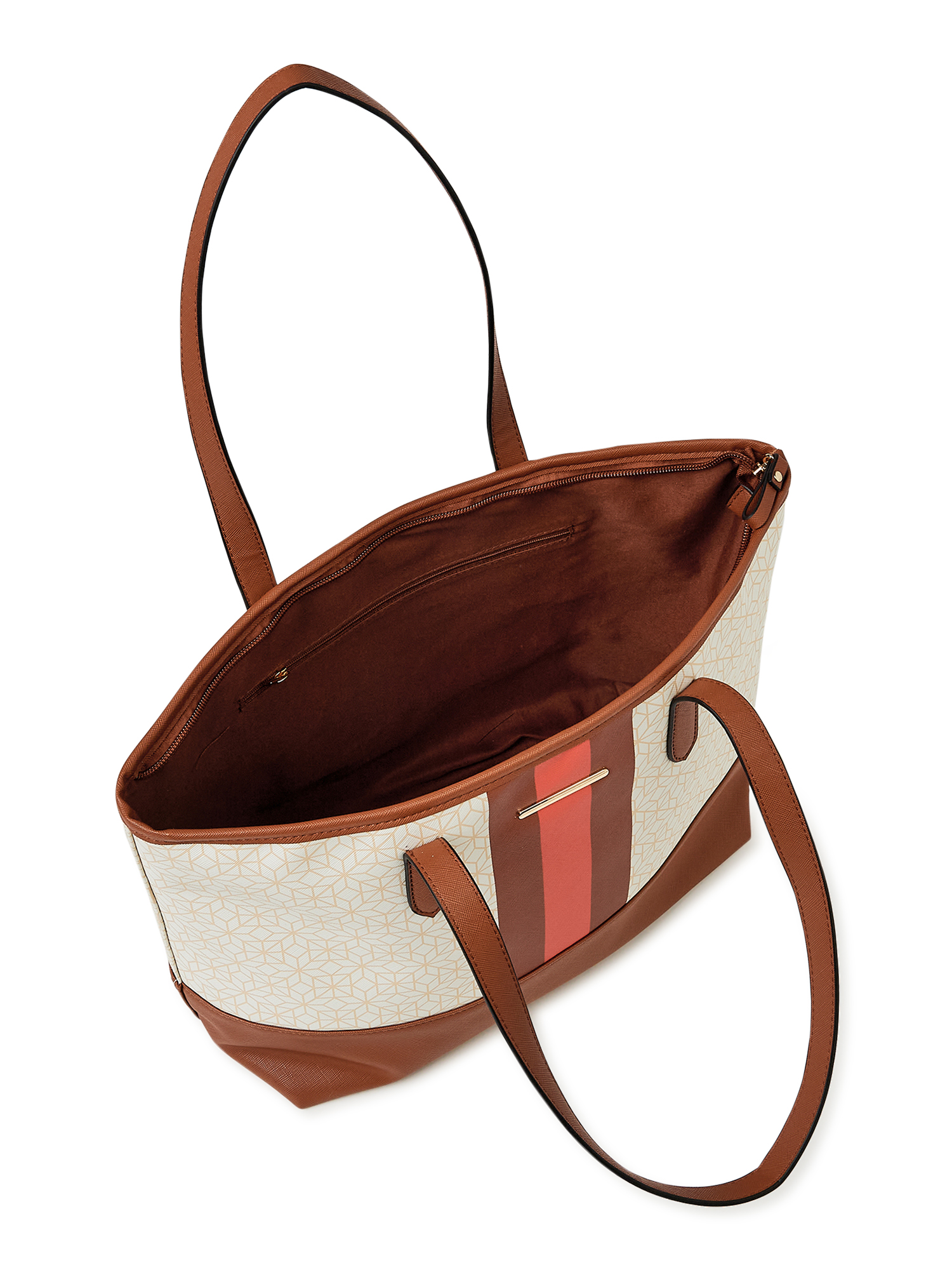 Time and Tru Women's 3 in 1 Tote Bag 3-Piece Set Cognac Status