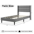 thumbnail image 3 of Costway Twin Bed Frame with Wingback Headboard Linen Upholstered Platform Bed Grey, 3 of 10
