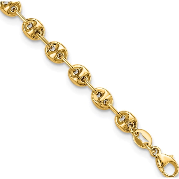 14K Yellow Gold Polished Fancy Link Bracelet (7.5 X 4.1) Made In Italy sf2844-7.5