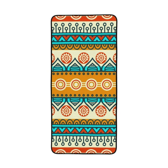 LNWH Bath Towel, Ethnic Floral Seamless Orange Pattern Absorbent Coral Fleece Bath Towel for Bathroom, Gym, Beach-27x55in