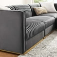 thumbnail image 4 of Modway Sanguine 4-Piece Velvet Modular Sectional Sofa in Gray, 4 of 6