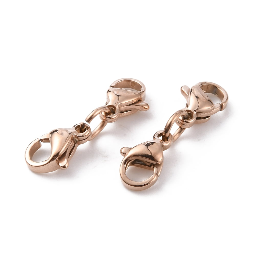100pcs 304 Stainless Steel Double Lobster Claw Clasps Rose golden 20x6x3mm