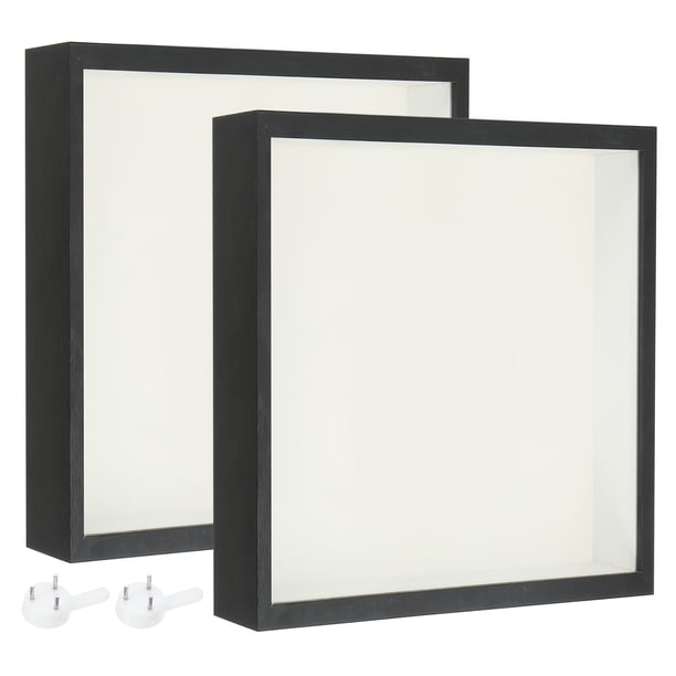 Marco de sombra de madera Uxcell 8x8 para flores secas, marco de foto flotante negro, paquete de 2