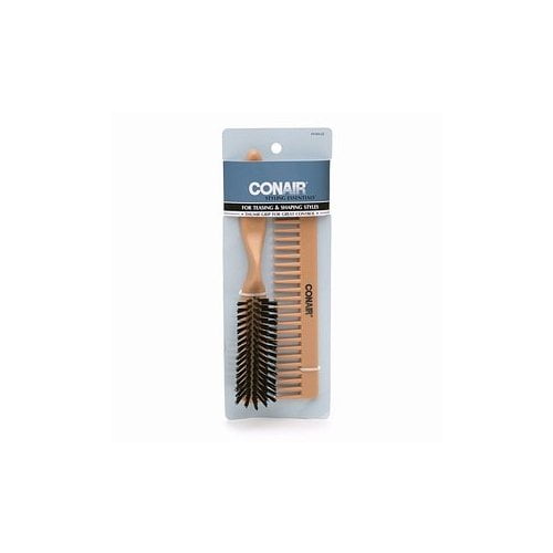 Conair Simulated Wood Thumb Grip Nylon Volume Comb Set