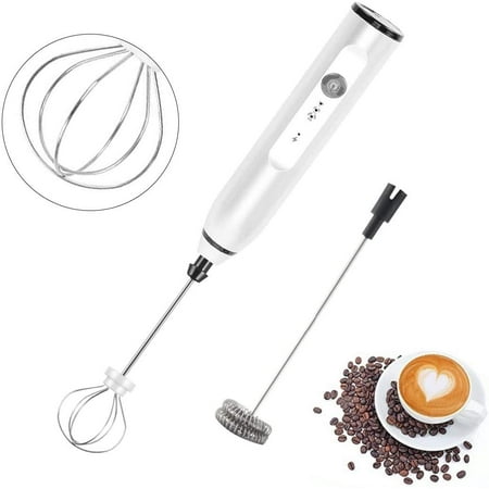 

Milk Frother Immersion Blender Cordlesss Foam Maker USB Rechargeable Small Mixer Handheld with 2 Stainless Whisks，Wisker for Stirring 3-Speed Adjustable Mini Frother for Cappuccino Latte Coffee Egg