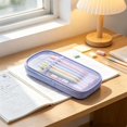 thumbnail image 6 of Double Layer Mesh Pencil Case Large Capacity Nylon Pen Bag Clear Stationery Storage Pouch For schooll Desk, 6 of 7