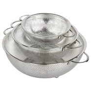 Bokon 3-Piece Stainless Steel Colander Set - 1, 3 & 5 Quart Fine Mesh Strainer Bowls With Handles