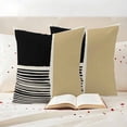 thumbnail image 3 of Beige Outdoor Waterproof Pillow Covers, Modern Abstract Art Farmhouse Striped Decorative Square Throw Pillowcase Sofa Cushion Sham for Patio/Couch/Chair, 26"x26" 2 Pack, 3 of 8
